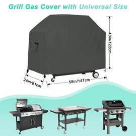ABCCANOPY Grill Cover,58In BBQ Gas Grill Cover Waterproof 600D Oxford UV Fade Resistant Durable and Rip Convenient Heavy Duty Outdoor Barbecue