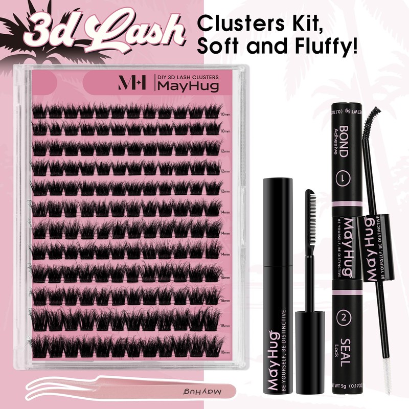 Mayhug Eyelash Extensions Set, 3D Volume Eyelash Extension, 144 Pieces,