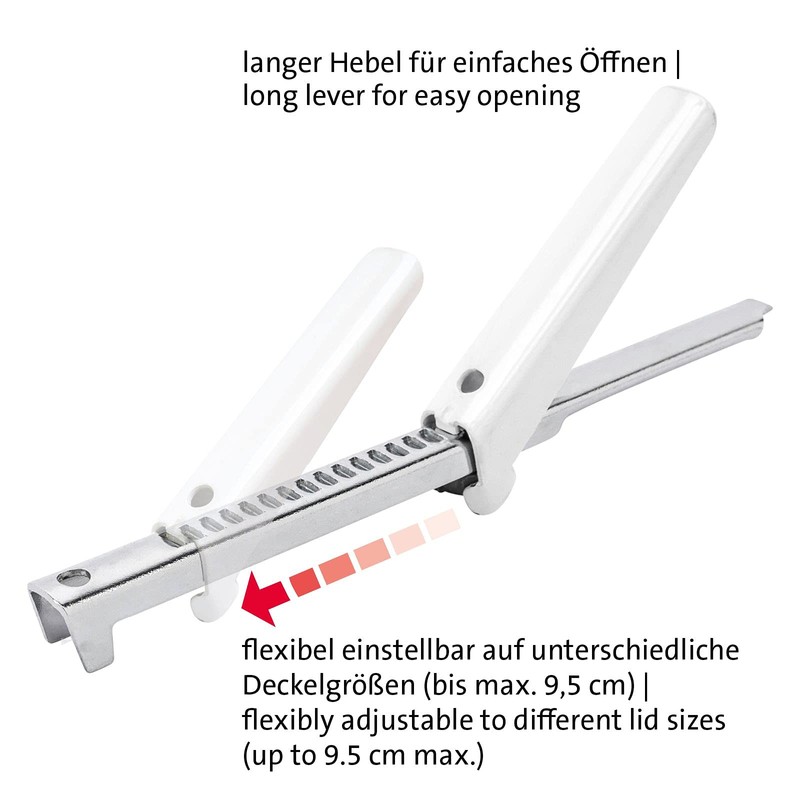 Westmark Screw Lid Opener, Flexible, Adjustable, Long Lever, Steel, Vario,