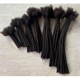 Dreadlock Extensions Human Hair Locs Extensions Human Hair 100% Human Hair Full Handmade Permanent Locs for Women Men Kids Can Be Dyed and Bleached Curled(0.4cm Thickness 8 Inch 20 Strands, 1B)