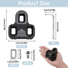 Bike Cleats Compatible with Look KEO Pedal System, Cycling Cleats for Road Shoes, Cleats for Cycling Shoes, Anti-Slip TPU Surface, Indoor & Outdoor Road Cycling, SPD-SL Alternative, Secure Fit, Black