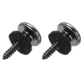 MECCANIXITY Guitar Strap Button Buckle Lock Metal Small End Pins Sets Black with Black Felt Washer for Guitar Bass, 2 Set