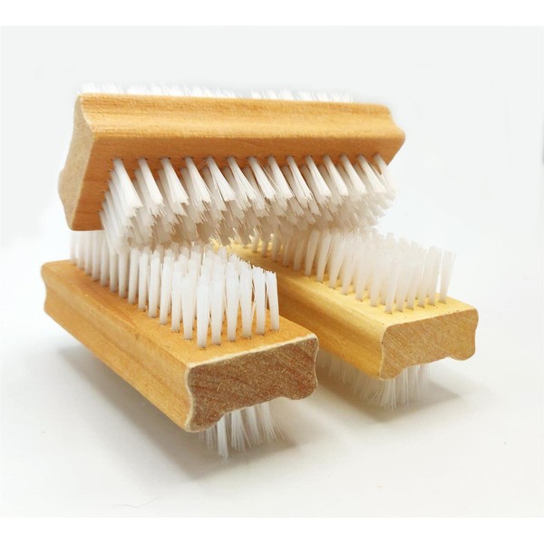 Wooden Nail Cleaning Brushes Double-Sided Fingernail Scrubber Manicure Pedicure Cleaning