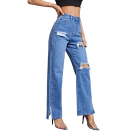 Women Loose Boyfriends Jeans High Waist Baggy Denim Pants Wide Leg Straight Trousers Vintage Streetwear
