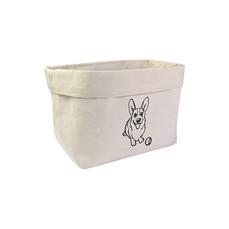 Large 'Corgi With Ball' Canvas Organiser/Storage Bag (OR00011159)