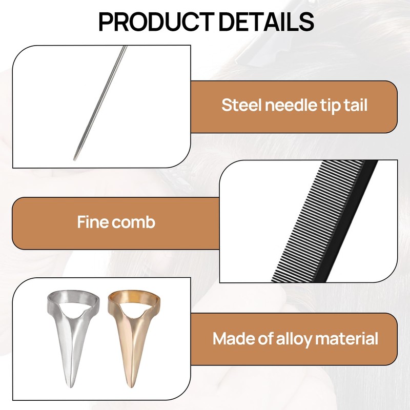 9PCS Hair Parting Ring Simple and Convenient Stitch Braid Finger