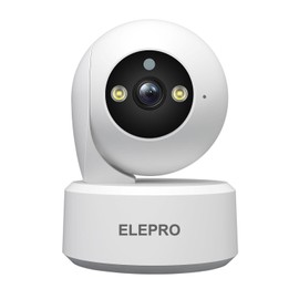 ELEPRO Surveillance Camera, Pet Camera, Color Night Vision, PTZ Auto Tracking, Motion Detection, Push Notifications, Voice and Light Alerts, Can Be Seen on Smartphones, Remote Viewing, Security Camera
