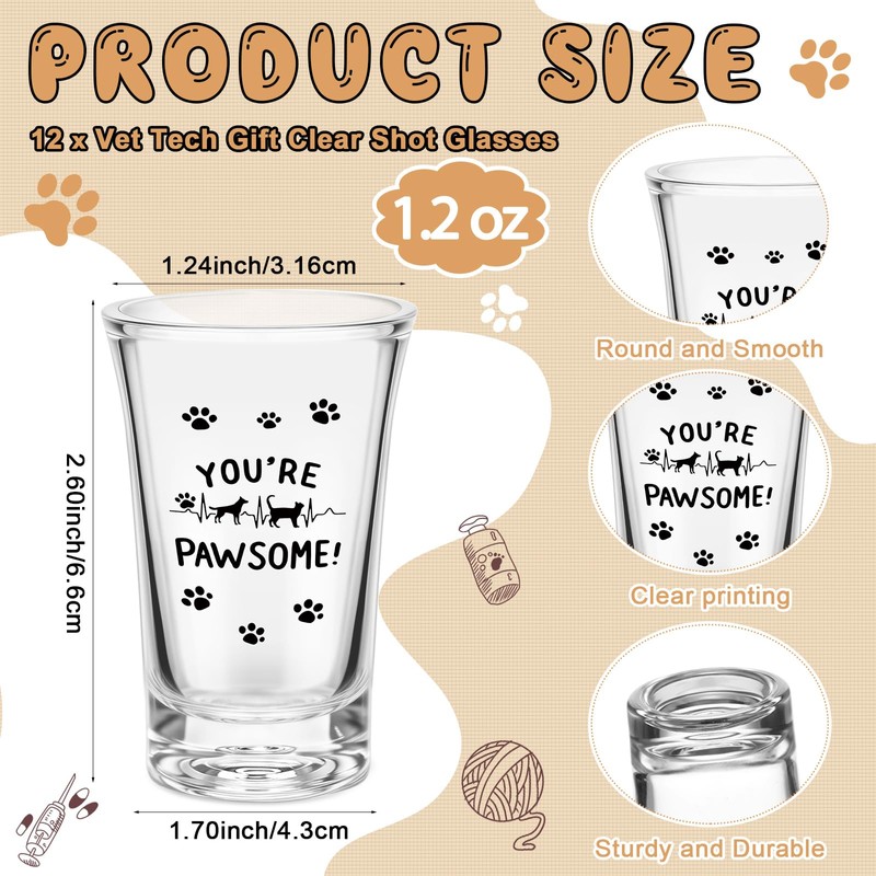 FoldTier 12 Sets Vet Tech Week Gifts Shot Glasses with