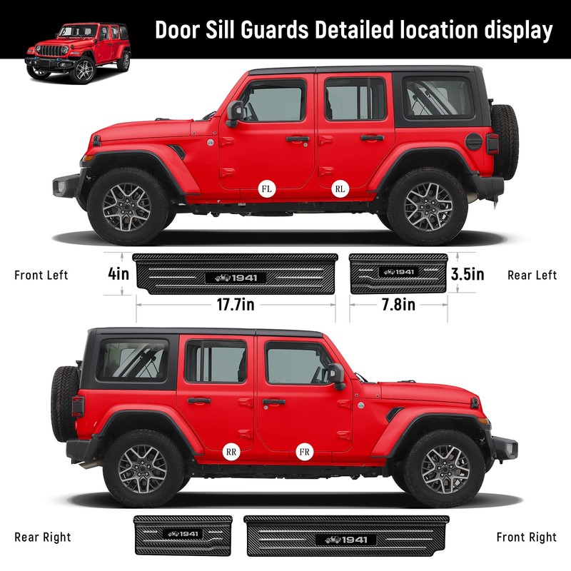 Door Sill Guards Compatible with Jeep Wrangler JL JLU 2018-2026