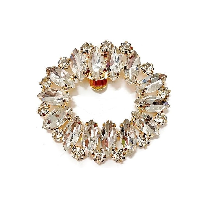 TRIXES 1 Pair Oval Rhinestone Shoe Clips - Elegant Clip