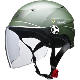Lead Industrial Motorcycle Half Helmet ZORK Matte Green Large Size (Less than 23.6 - 24.4 inches (60 - 62 cm)