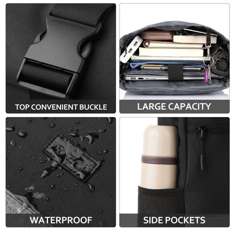 RJEU Laptop Backpack for 17 Inches, Rolltop Backpack Men Women,
