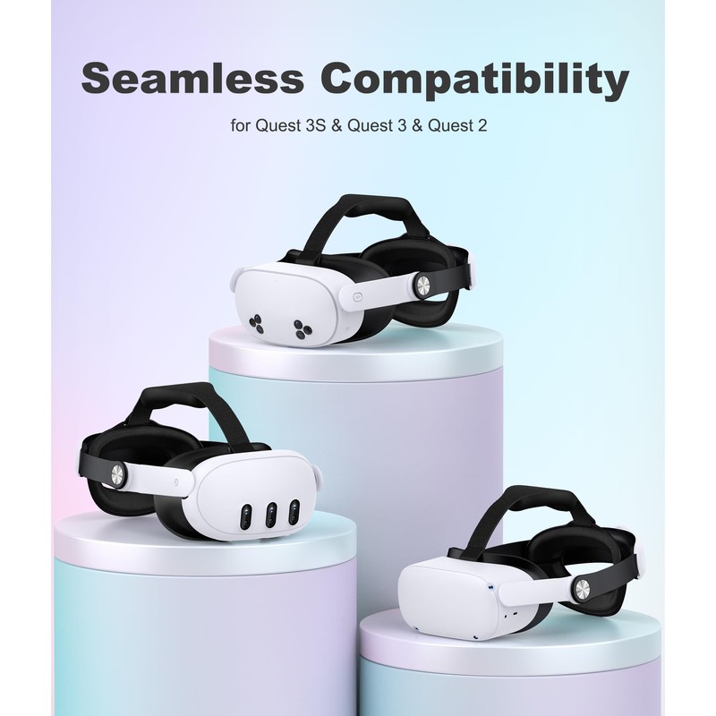 Lightweight Headstrap Compatible with Quest 3/3S/Quest 2, Comfortable Magnetic VR