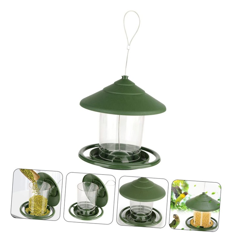 GRIRIW Automatic Wild Bird Feeder with Hook Durable Outdoor Hanging
