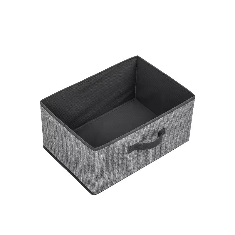 Foldable Fabric Storage Cube Bin with Metal Handles, Gray