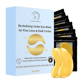 SANA-COPIA Under Eye Masks - Hydrating Eye Patches for Dark Circles, Puffy Eyes & Wrinkles - Anti-Aging, Brightening, Vegan & Clean Beauty - Reduce Undereye Bags for Women & Men - 20 Pairs (Gold)