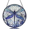 Dragonfly Decor Suncatcher Stained Glass Window Hanging - Handmade Artistic