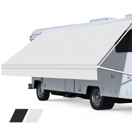 Somokg RV Awning Fabric Replacement, Premium 4-Ply 18.5oz Vinyl Fabric for RV Canopy, Universal Fit for Electric ＆ Manual Camper Awning (14FT(Fabric 13'2"), Solid White)