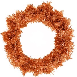 18IN Christmas Wreaths Flame-Resistant Tinsel Brush Indoor Outdoor Holiday Decorations for Front Door and Wall Hanging (Orange)