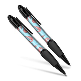 Beautiful and comfortable Set of 2 Matching Pens - Pink Shrimp Pattern Seafood Funny #24186