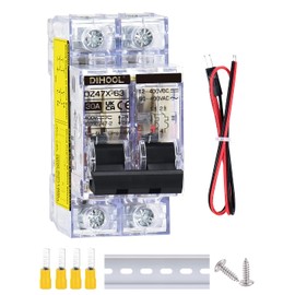 DIHOOL 30A DC Circuit Breaker with Remote Control, 12V-400V DC & 90-400V AC, 2 Pole Miniature Circuit Breaker, DIN Rail Mount Disconnect Switch