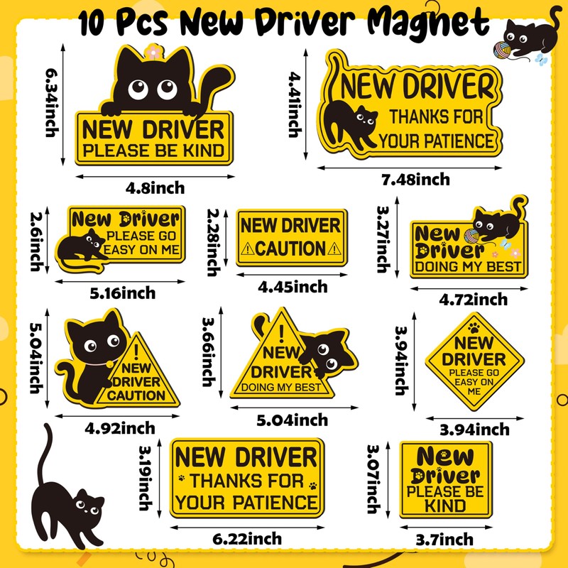 10 Pcs New Student Driver Car Magnet - Magnetic Bumper