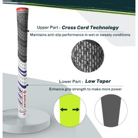 SAPLIZE 13 Golf Grips, Standard, White, All Weather Multi Compound Hybrid Golf Club Grips