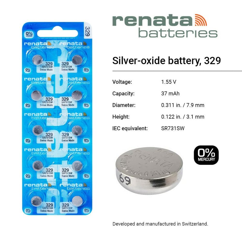 Renata 329 SR731SW Batteries - 1.55V Silver Oxide 329 Watch