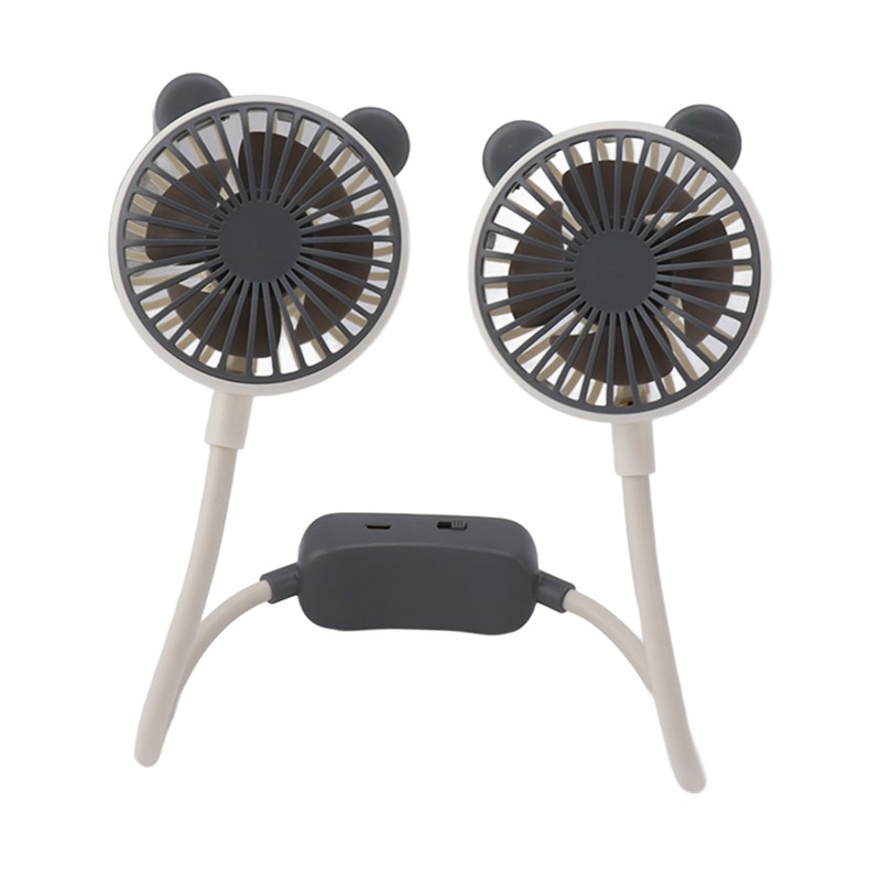Portable Neck Fan Dual Head Bendable Wearable USB Rechargeable Hand