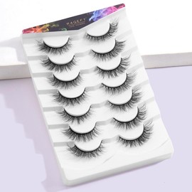 MAGEFY False Eyelashes, 1/2 Boxes Wispy Cat Eye Look Faux Cluster Lashes, Natural Curling Eye Makeup Strip Lashes, Eyelash Extension Cosmetic Kit, Summer Makeup, False Eyelashes Set, Longer Looking Eyelashes:_Black 7H-1_one-size