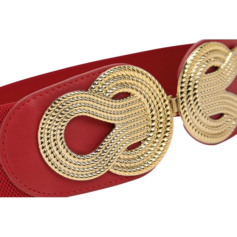 BlackButterfly Wide Elastic Vintage Cinch Retro Metal Interlock Buckle Belt