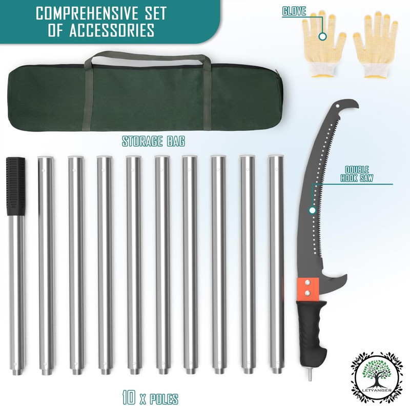 LETYANGER Pole Saws for Tree Trimming, 15ft Extendable Long Tree