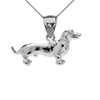 Solid Sterling Silver Dachshund Charm Pendant Necklace with 18" chain