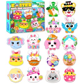 MDCGFOD 16 Pack Easter Crafts Gifts for Kids Toddler Easter Animal Paper Plate Kit for 3 4 5 6 Year Old DIY Arts and Crafts for Easter Party Favors Preschool Classroom School Activities Game (Easter)