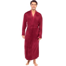 Alexander Del Rossa Men's Lightweight Satin Robe, Long, Large Burgundy (A0720BRGLG)