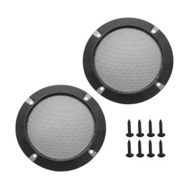 QUARKZMAN Set of 2 4 Inch Grill Net Decorative Circle Woofer Protection Cover Parts with 8 Screws Black