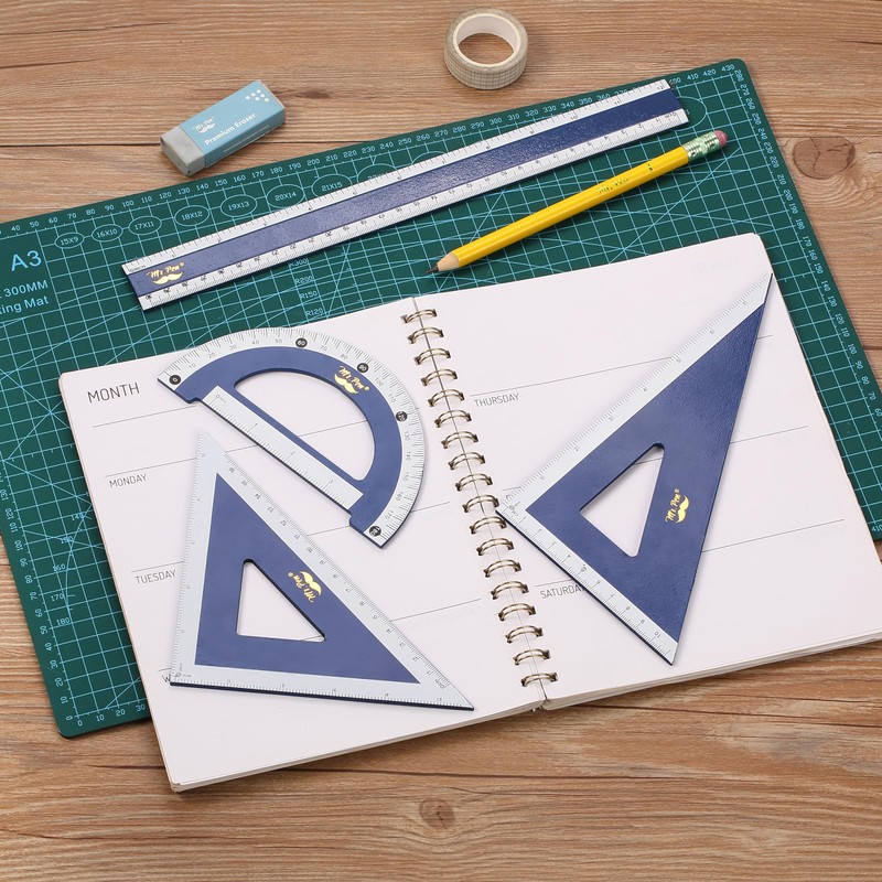 Mr. Pen- Wooden Geometry Set, 4 Pack, Triangle Ruler Set