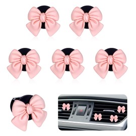 BOHUIZ 6 Pcs Pink Bow Car Vent Clips, Cute Air Freshener Bow Car Accessories Aesthetic Car Decorations with Vent Clips for Women Cars Auto Interior Decoration