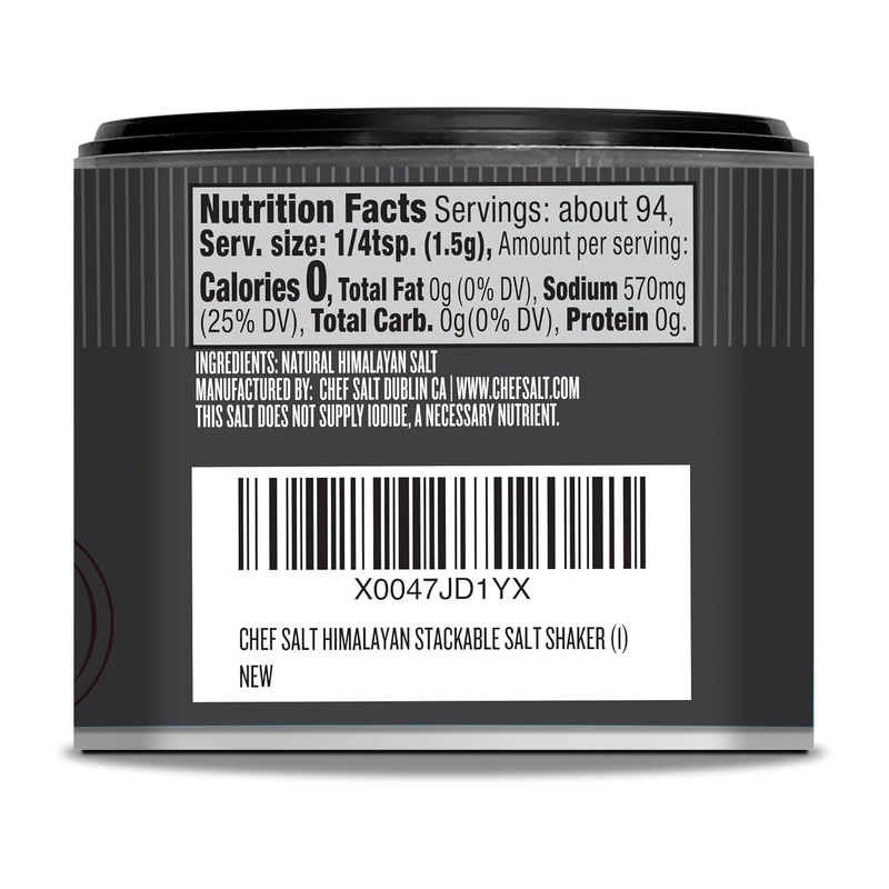 CHEF SALT Himalayan Pink Salt 5oz Salt Shaker (Pack of