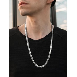 U7 Men Heavy Chunky Necklace Fashion Jewelry Platinum Plated Thick Hip Hop Punk 9MM Wide Snake Chain Necklace (24 Inches)