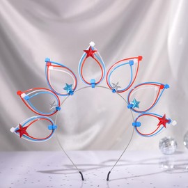 Blindery Independence Day Headbands Light Up 4th of July Hair Band Star Head Hoop Memorial Day Patriotic Party Accessories for Holiday (bule, normal)