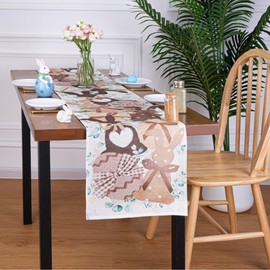 MAIBAOTA Easter Table Runner Easter Decoration for Home Linen Kitchen Dining Table Decoration Bunny Egg Eucalyptus Leaves 13 × 72 Inches