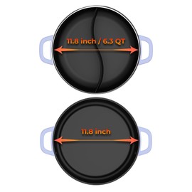 Rosewill 12.7 QT Electric Hot Pot Accessory Kit 2 pcs, Includes Dual-Sided Hot Pot and Shallow Fry Pan, with easy-to-carry Handle and Non-stick Coating - Iris
