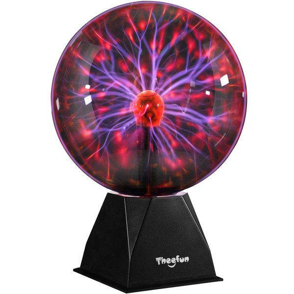 Theefun Plasma Ball: 8 Inch Plasma Globe Touch & Sound Sensitive Plasma Ball Lamp Electric Ball Lightning Toys for Kids, Parties, Home, Prop, Decoration, Christmas Gifts