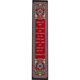Man of God, Woven Fabric Christian Bookmark, God is with You Silky Soft Joshua 1:9 Flexible Bookmarker for Novels Books and Bibles, Traditional Turkish Woven Design, Memory Verse Gift