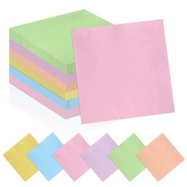 ojustbeok 60 Pcs Pastel Party Supplies Colorful Rainbow Paper Napkins 6 x 6 Inch Unicorn Birthday Dinner Napkins Disposable Decorations Ice Cream Party Tableware for Wedding Baby Shower Table Decor