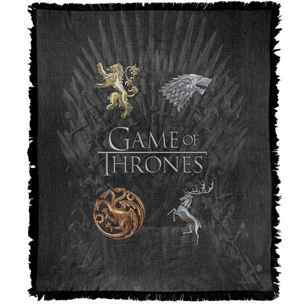 LOGOVISION Game of Thrones Blanket, 50"x60" Chrome House Sigils Woven