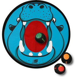 Sunflex® Hippo Toss Target with 3 Velcro Throwing Balls, Velcro Disc with Loop for Hanging, Throwing Game for Indoor and Outdoor Use, Children Learning to Target & Throw in a Play