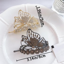 4 PCS Butterfly Hair Claw Clips Butterfly Ponytail Holder Bun Ponytail Curved Hairs Claw Non Slip Hairs Barrettes Vintage Hair Buckle Clip Hair Styling Accessories for Women Girls