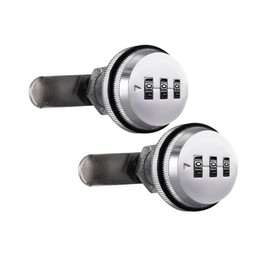 RecPro RV Combination Cam Lock | 3-Digit 3/4" Cylinder Lock Replacement for Baggage Door, Box, Cabinet, and More (2 Pack, Chrome)
